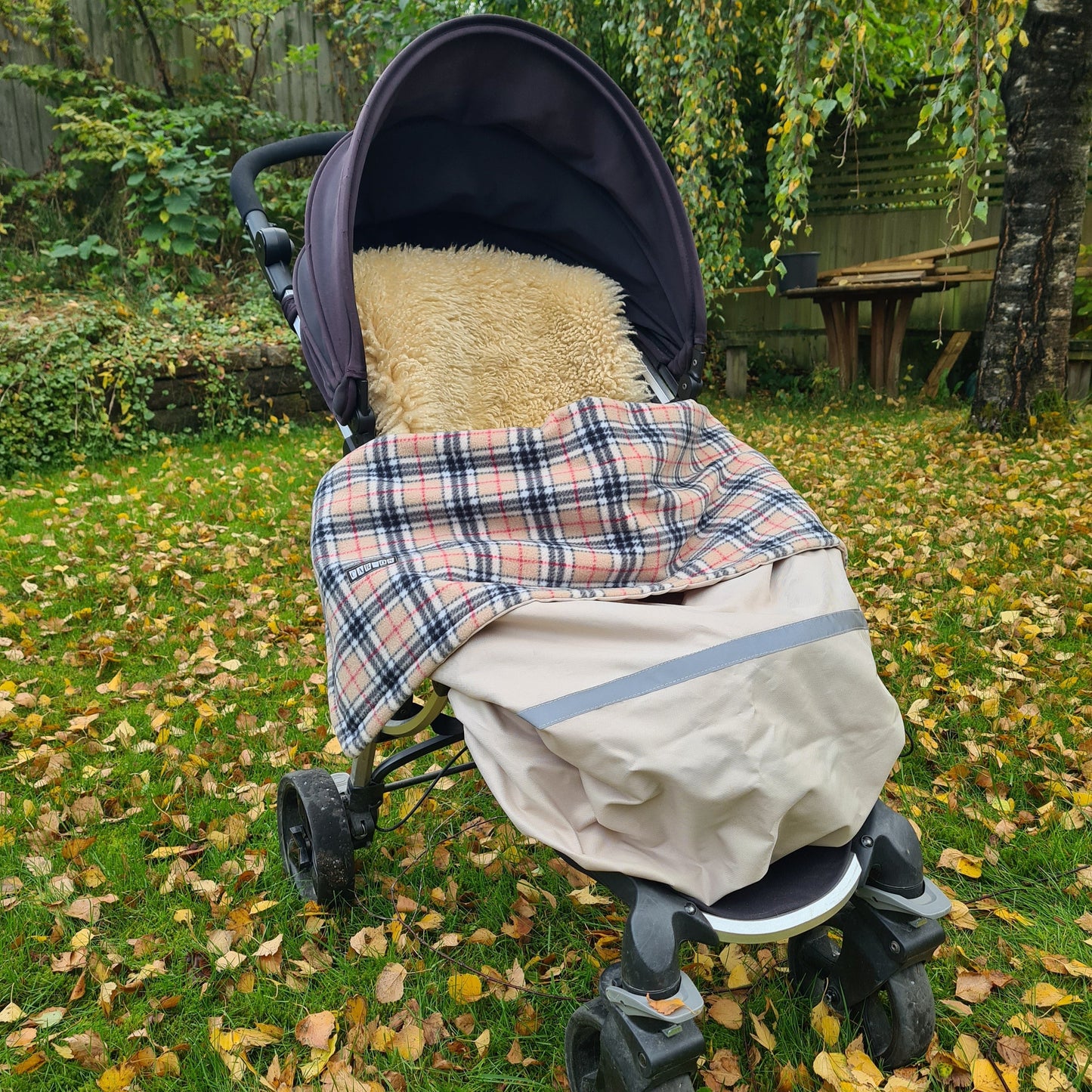 Cab-on Life Dra-på-täcke - Beige Tartan